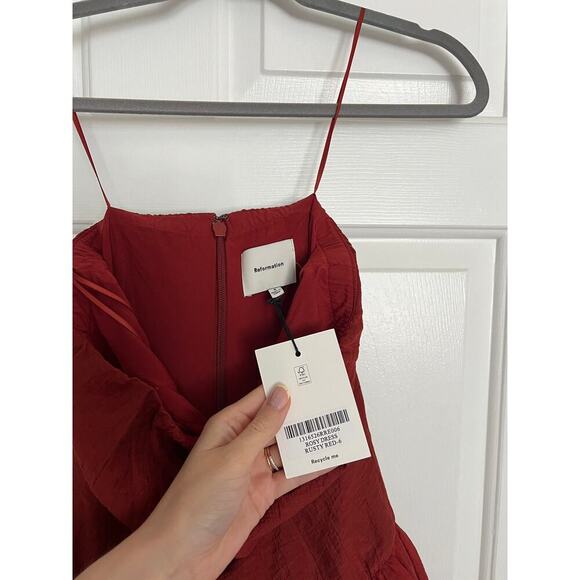 NWT Reformation Rosy Dress in Rusty Red Size 6 Wedding Guest Black Tie - Picture 5 of 9